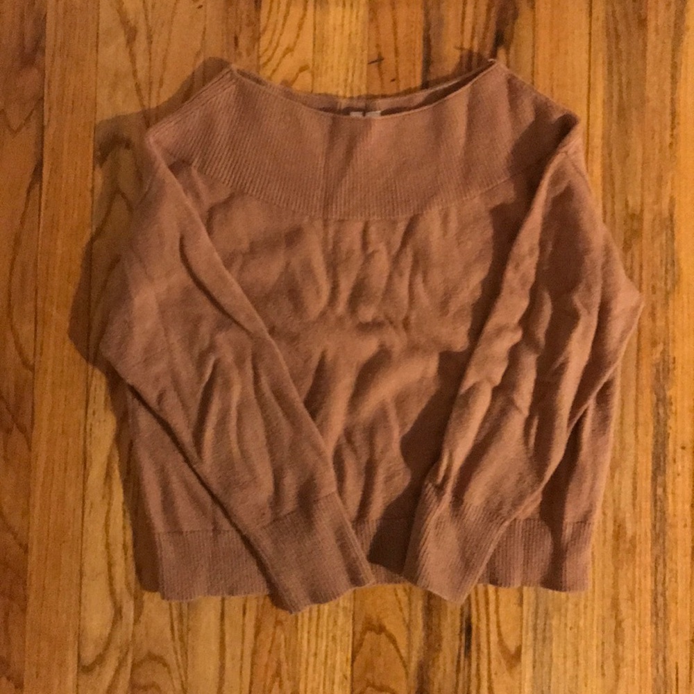 Anthropologie camel boatneck sweater